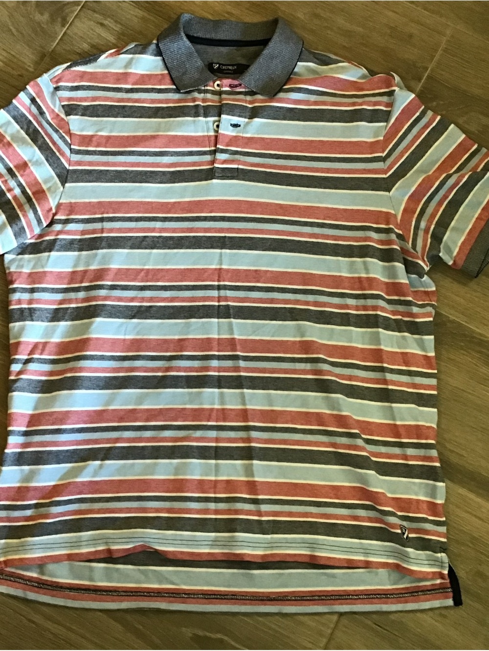 Daniel Cremieux Striped Polo in Coral, Light Blue & Gray with Contrast Collar